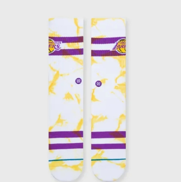 NWT Men's Los Angeles Lakers Tie Dye Stance Crew Socks - Picture 11 of 15